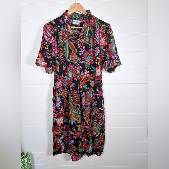 Vintage Tangibles Shorts Romper Tropical Print Beach Summer Large - Picture 5 of 7